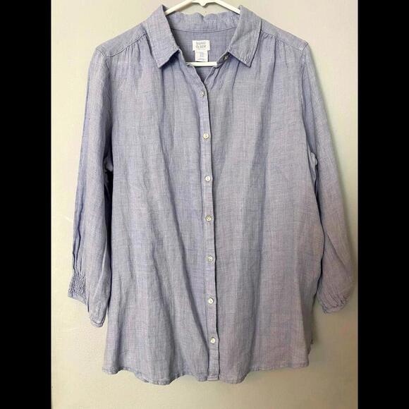 Sigrid Olsen Casual Button-Up Shirt - Soft Linen Blend - Picture 1 of 8